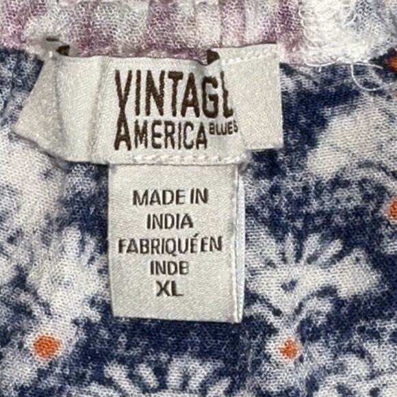 Vintage America Blues Patchwork Boho Peasant Top XL - Picture 4 of 9